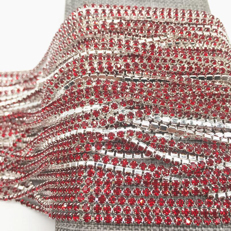 Wholesale 1-Row 1 yard SS6 Cystal Rhinestone Trim Close Cup Chain Claw DIY Jewelry Making