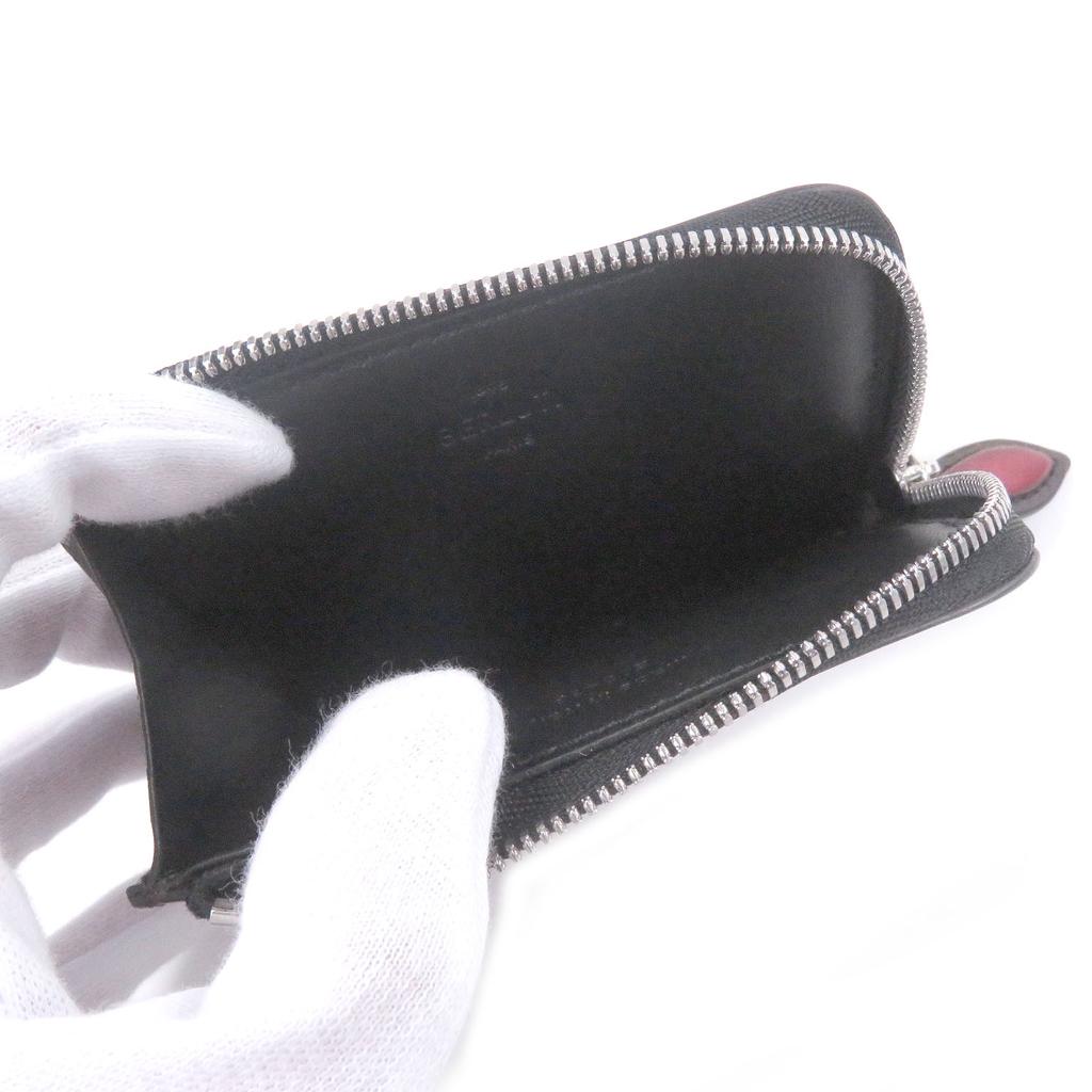 Great BERLUTI Card Case Core Logic Calligraphy Scritto L-shaped zipper Burgundy Used