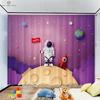 Animation Cartoon Astronaut Curtains for Children's Room, Window Decoration, Living Room, Study, Kitchen, Space, 2Pcs