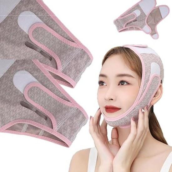 Small Face Belt Band Adjustable Lifting Mask Breathable High Elasticity Nasolabial Fold Lift Beauty Device Double Chin Wrinkle Care Unisex (2 pieces)