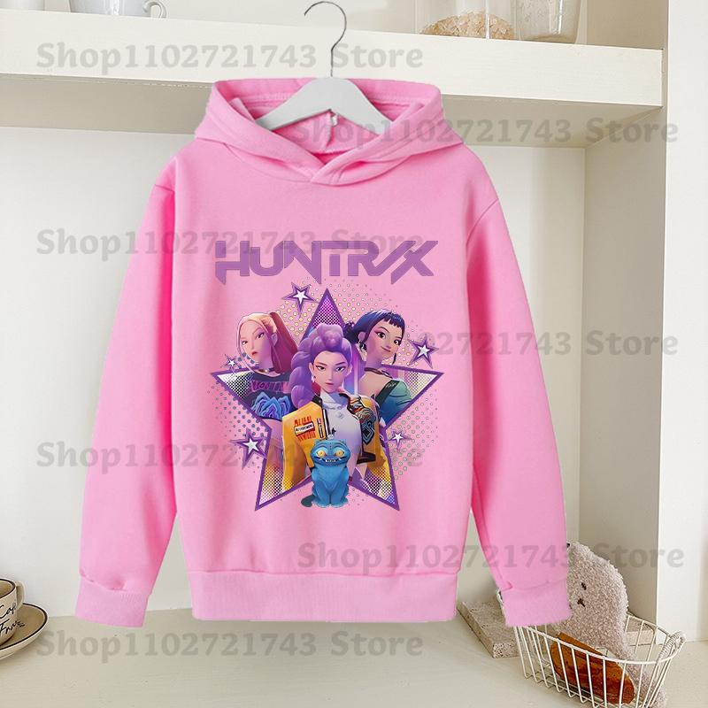 

K-pop Истребители демонов Милое худи для детей Аниме Мультфильм Милая толстовка с капюшоном Девочки Весна Осень Мода Спортивные худи 9-10Y