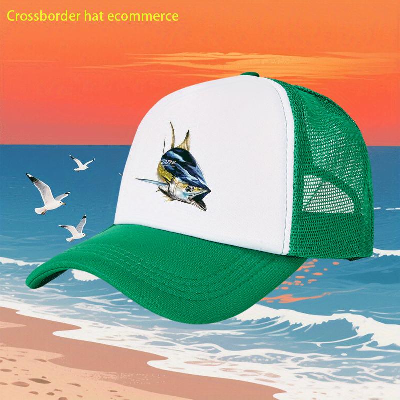 Tuna Fish Print Trucker Hat Breathable Mesh Baseball Cap Casual Outdoor Sports Adjustable Summer Hat