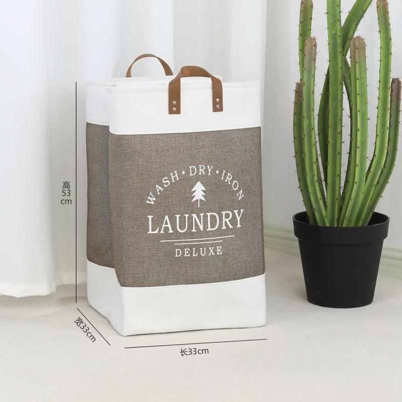 Linen Cotton Handheld Bag Home Clothes Organizer Dirty Laundry Tote Reusable Storage Bag for Household Clothing Organization