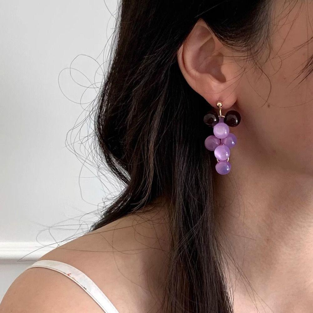 Korean Style Grape Earrings Bohemia Earrings Beads Earrings Sweet Fruit Dangle Earring  Summer