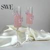 3D Butterfly Decoration Wine Glass Champagne Flutes with Pink Faux Crystal Wedding Party Anniversary Glasses