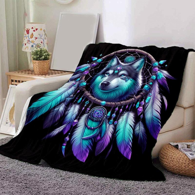 

1pc Wolf Printing Lightweight Flannel Blanket, Comfortable and Warm Blanket, Sofa Bed and Couch Office, Suitable for Gift Blankets 130cmx150cm