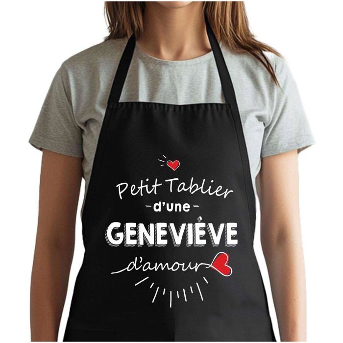 Tablier de cuisine - Geneviève d'amour - Noir - Impression bretonne - Coton résistant