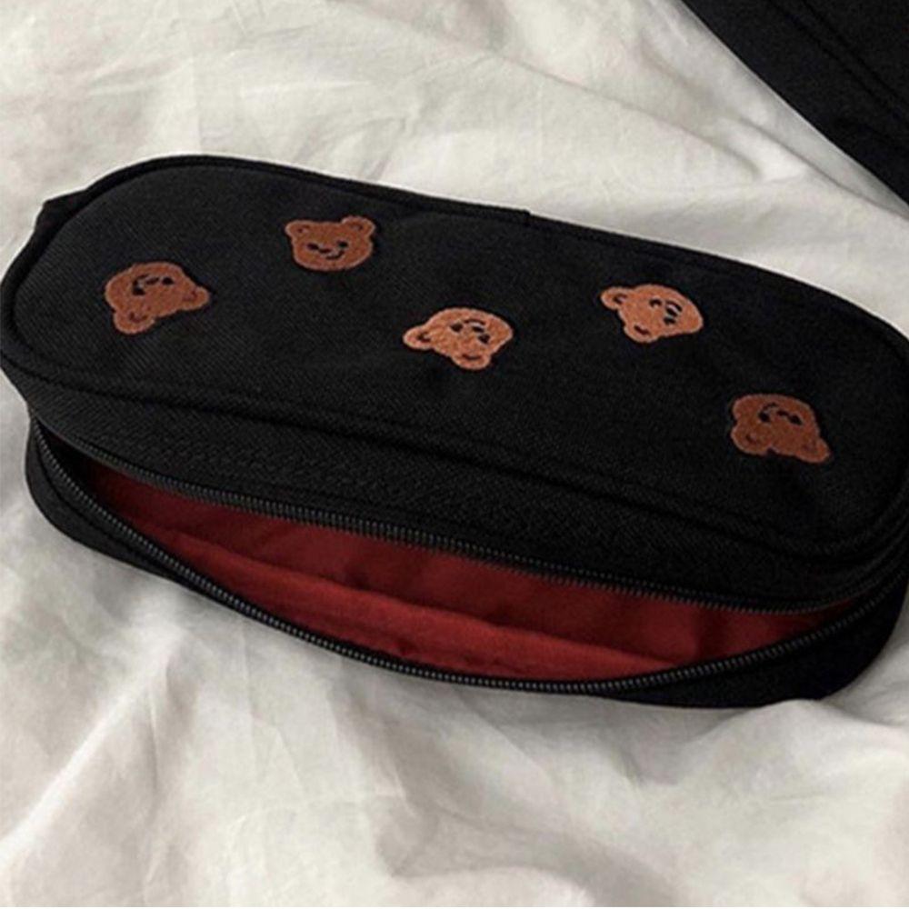 Practical Embroidery Canvas Pencil Bag Kids Gift Pen Case Kawaii Bear