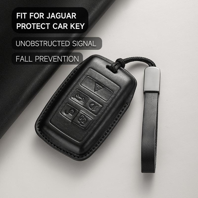 Leather Car Key Cover Case Protection Shell Keychain For Jaguar XE XJ XJL XF A9 C-X16 V12 Guitar F-type E-Pace