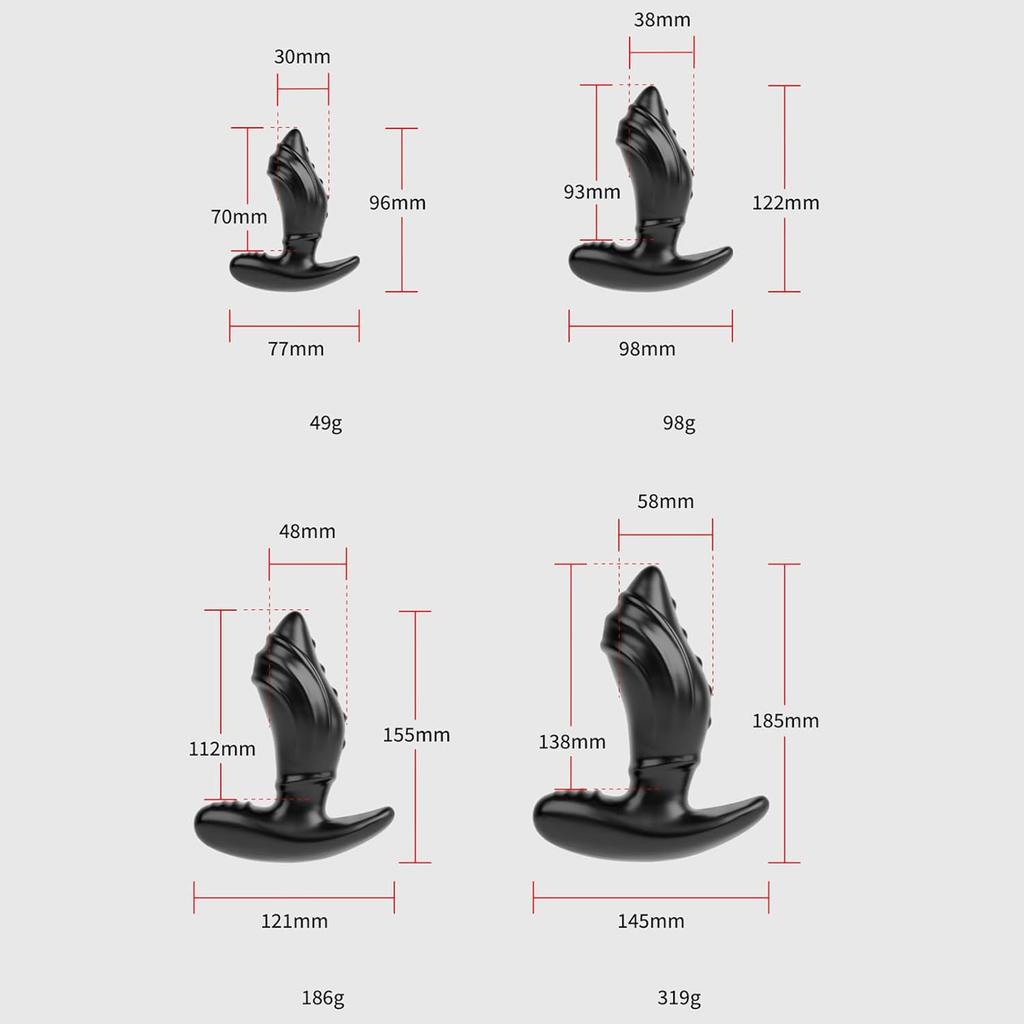 Anální kolík s T-základnou Nositelný anální kolík se 4 velikostmi Masáž prostaty pro muže Nositelný anální trenažér pro anální dilataci