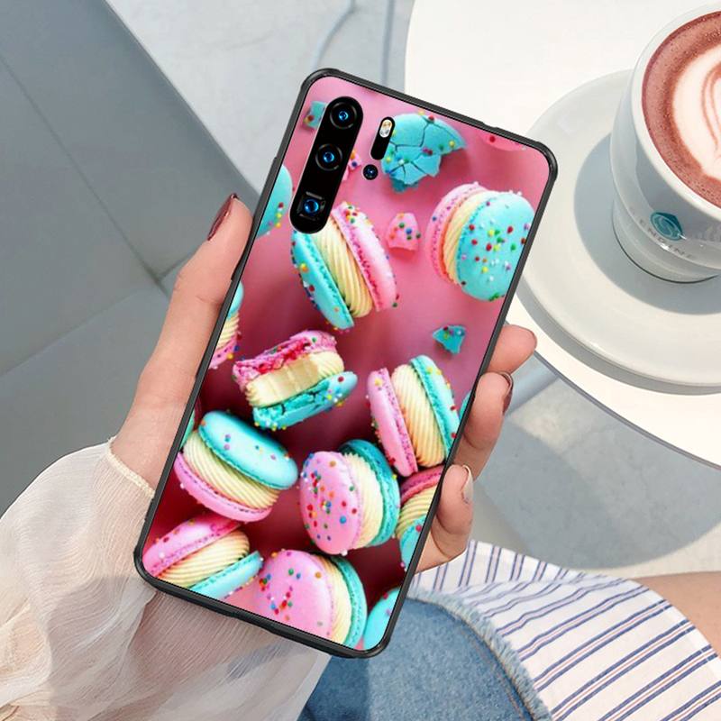 Food Pastry Dark Chocolate Cheesecake Macarons Phone Case For XiaoMi RedMi S2 4X 5 Plus 6 7 7A 8 8A 9 9A 10 K40 Phone Cover