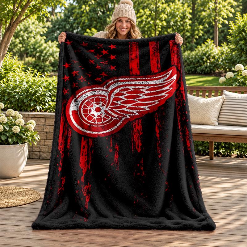 Detroit Red Wings Blanket Flannel Blanket Soft Cozy Plush Throw for Sofa Bed Lightweight Home Decoration Gifts for Christmas Various Holidays