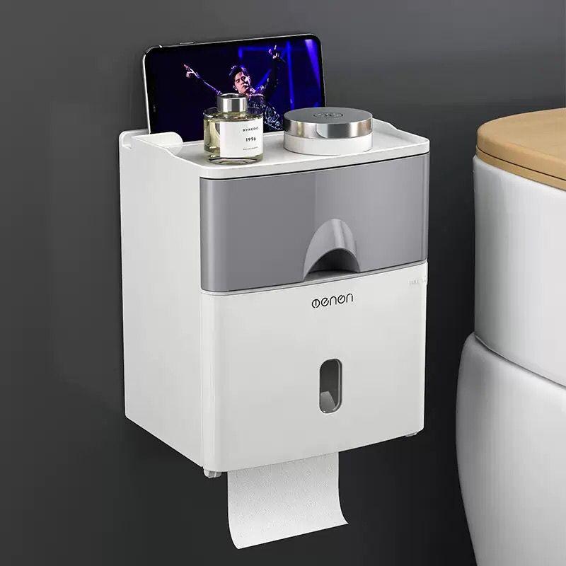 Toilet tissue box waterproof punch-free toilet paper toilet paper rack toilet wall-mounted paper box paper roll
