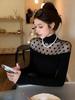 Elegant Polka Dot High Neck Top for Women - Autumn/Winter, Stylish, Slimming Base Layer