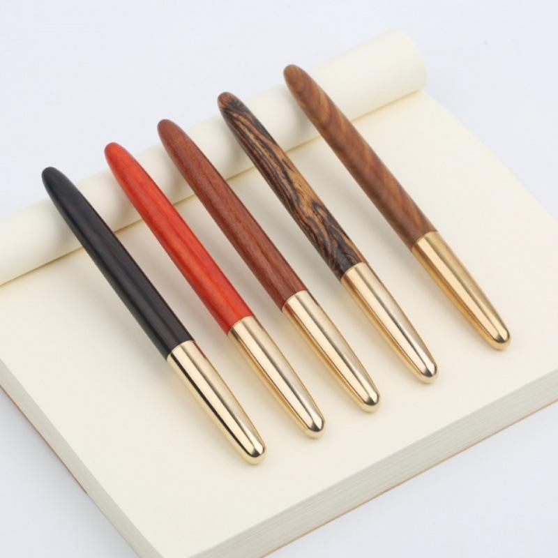 Sandalwood Pen Retro Mahogany Signature Pen High-End Business Calligraphy Pen Curved Tip Lettering Nail System Student