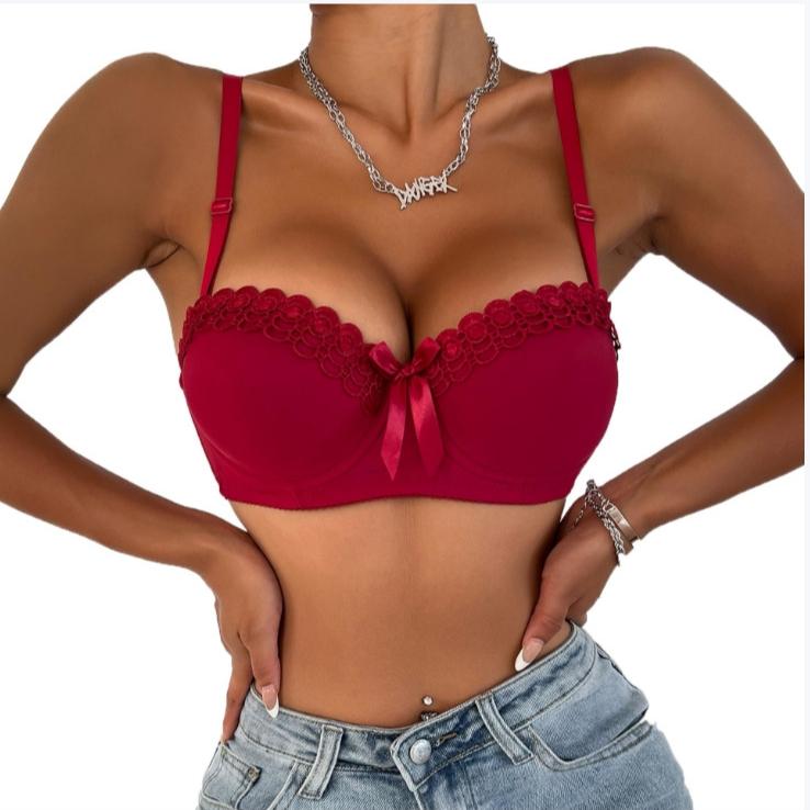 Sutien push-up pentru piept mic pentru femei, lenjerie de corp cu sârmă cu fluture brodat, anti-alunecare, sutien sexy pentru femei la modă