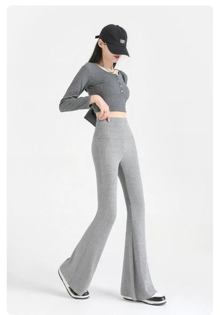 Plus Size Micro-Flare Maternity Pants - Casual, Wide-Leg, No Tummy Support, Slimming, Non-Constricting, Spring/Summer Wear