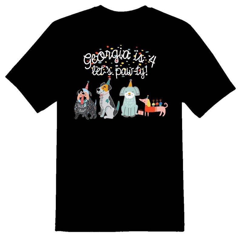 Personalized Dog Birthday Pawty Tee, Custom Name & Age 160