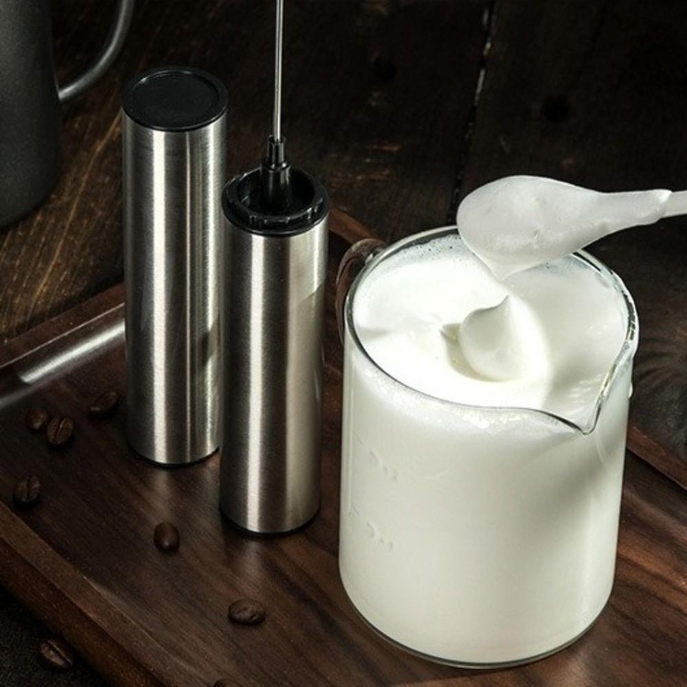 Stainless Steel Handheld Milk Frother with Cover Portable Milk Frother Egg Beater Home Office
