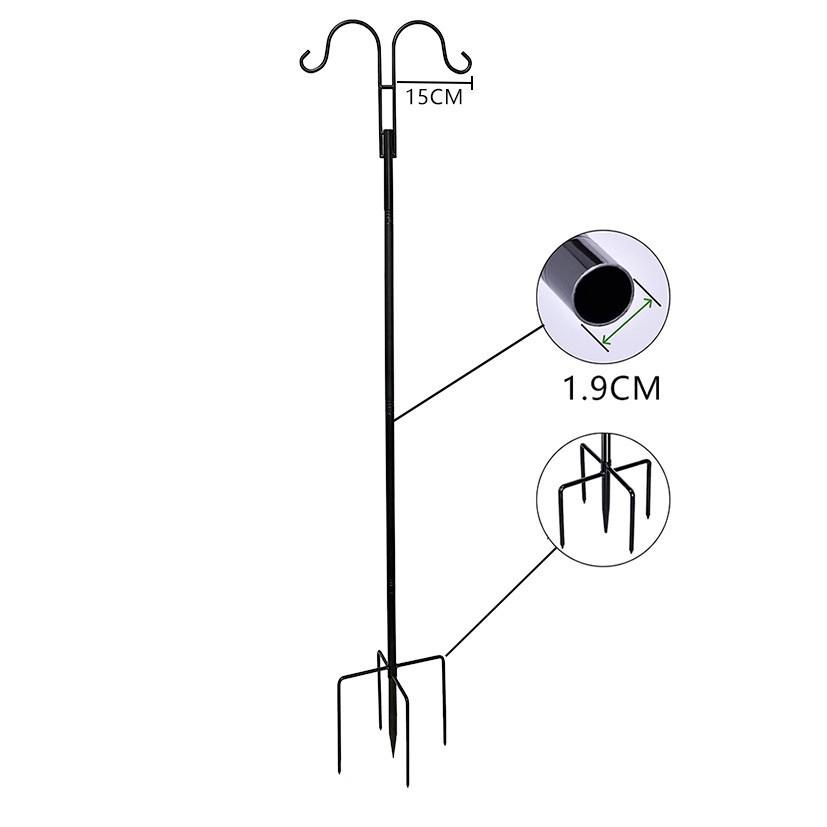 Double Wrought Iron Shepherd's Hook for Outdoor Gardens and Courtyards