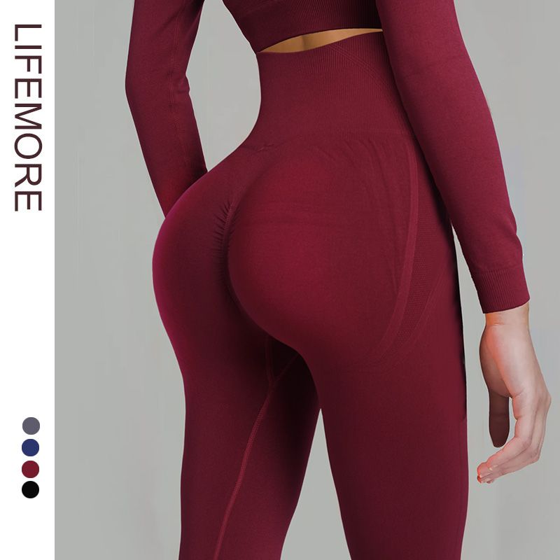 

Supaitao High Waist Peach Hip No Embarrassment Line Yoga Pants Wine red pants L