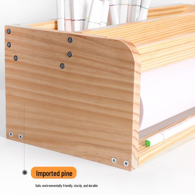 Pine Wood Children's Tabletop Art Easel with Long Drawing Paper Roll