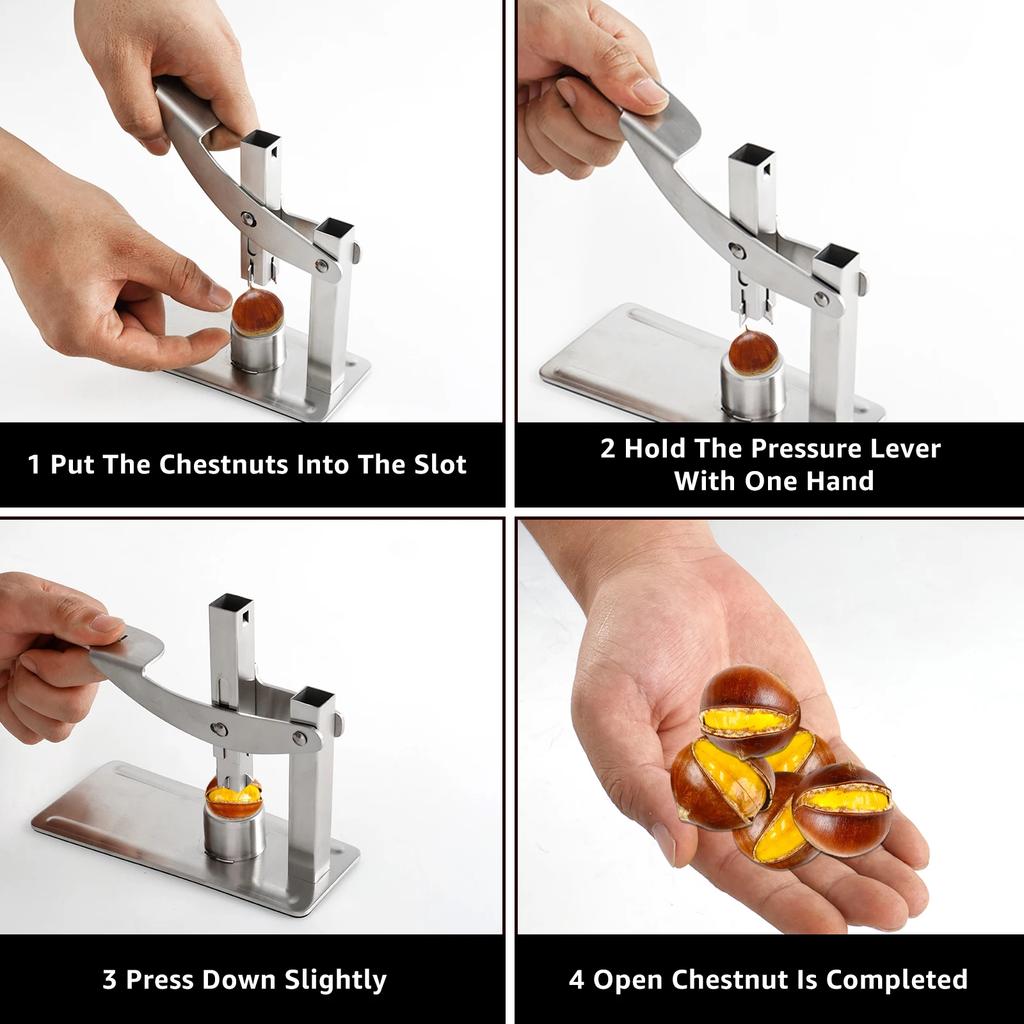 Chestnut Cracker Stainless Steel Press Nut Cracker Labor-Saving Chestnut Cutter Pecans Walnut Opener Chestnut Clip Kitchen Tools