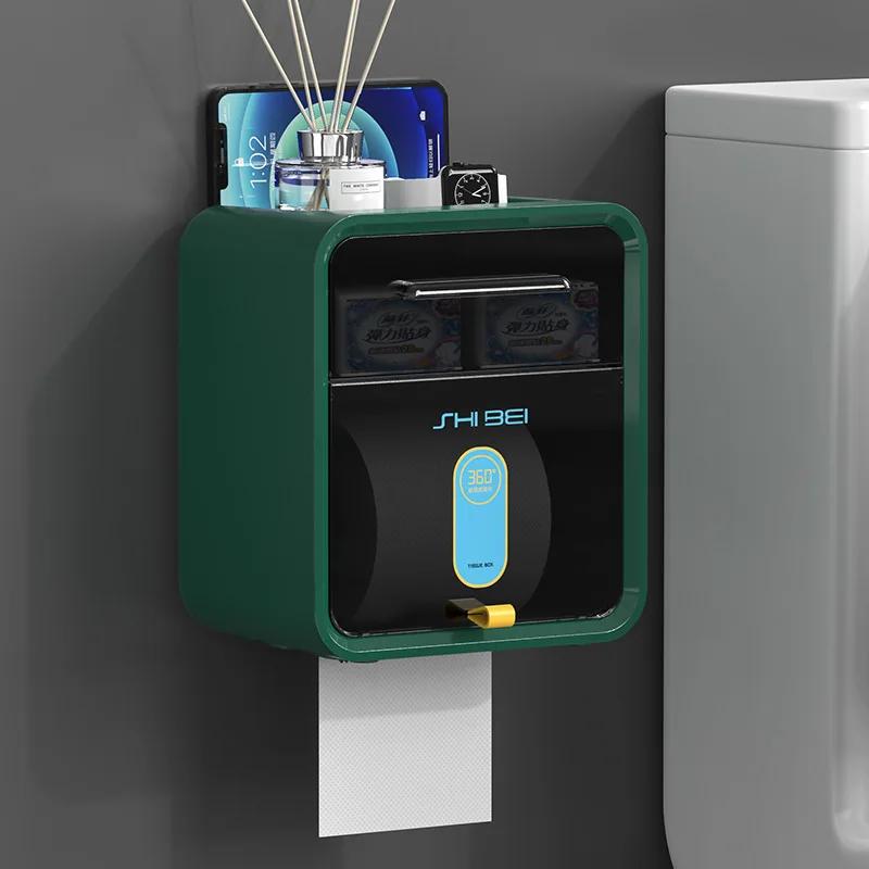 Paper Towel Dispenser Toilet Paper Holder Waterproof Tissue Box Wall Mount Storage Shelf Rack Paper Storage Box Bathroom Product