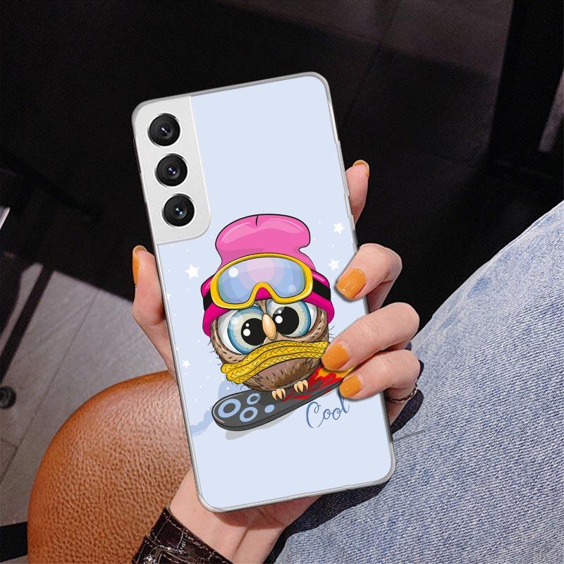 Cute Owl Hearts Lover Phnoe Case for Samsung Galaxy S26 S25 Edge S23 S24 Ultra S22 Plus S21 S20 FE Unique Cover Soft Coque Galax