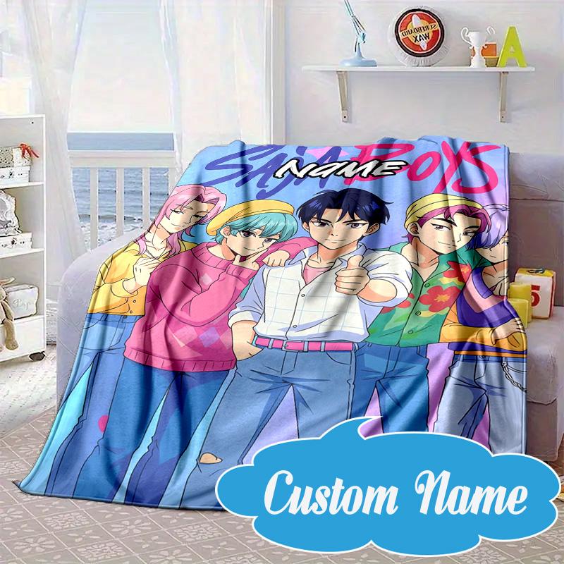 Custom Name Fantasy Night Trio K-Pop Blanket bed sofa Blanket Flannel Blanket for Camping, Hiking, Picnic Essentials,gift for Fan family