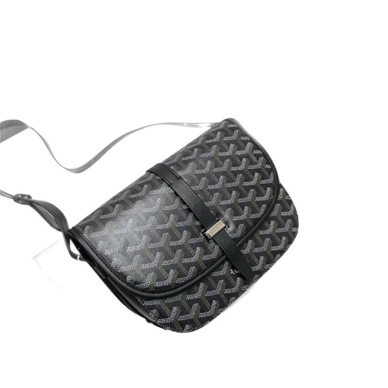 Unisex Black Fashion Print Saddle Bag - Crossbody or Shoulder Flap Bag