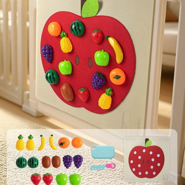 

Baby Felt Board Play Food Toys Wall Sticker Fruits Vegetables Pretend Play Kitchen Games Fine Motor Skills Early Educational Toy Tree Felt Board