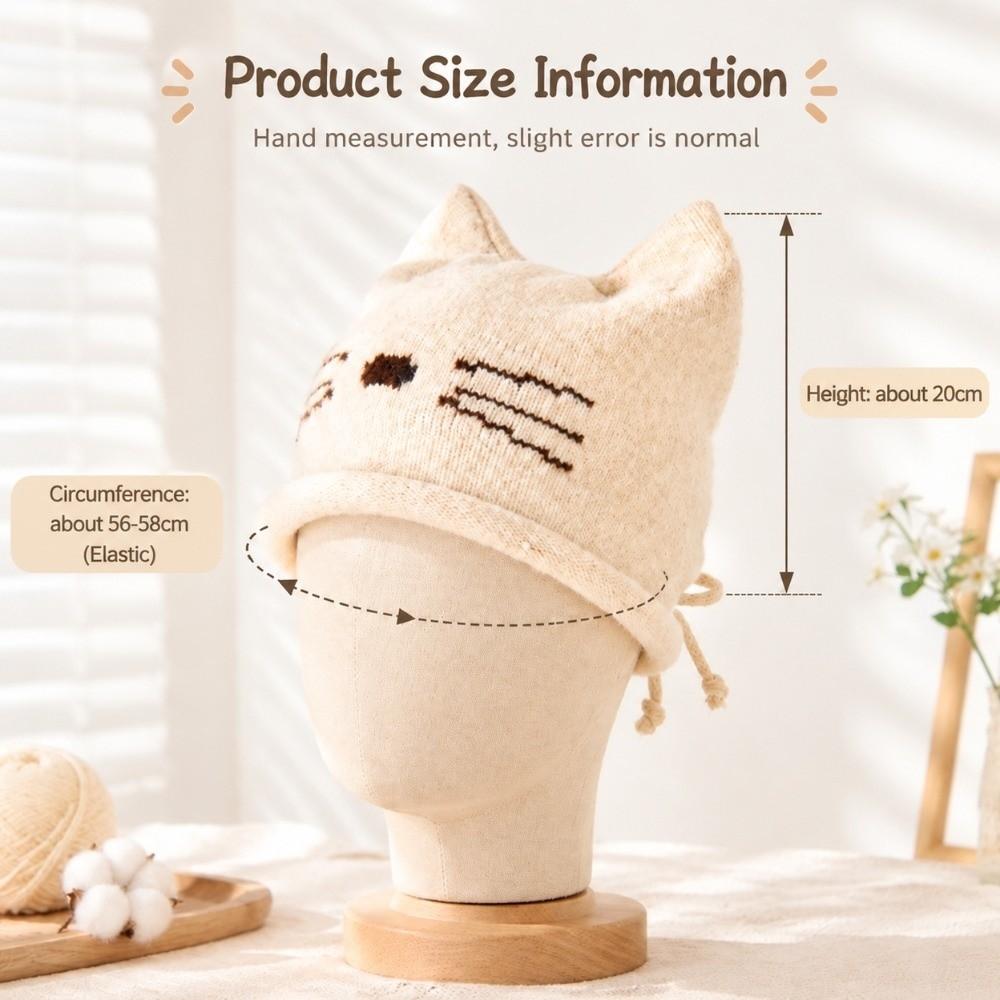 Solid Color Cat Ear Beanie Hat Keep Warm Winter Hat Fashion Knitted Skull Cap Winter