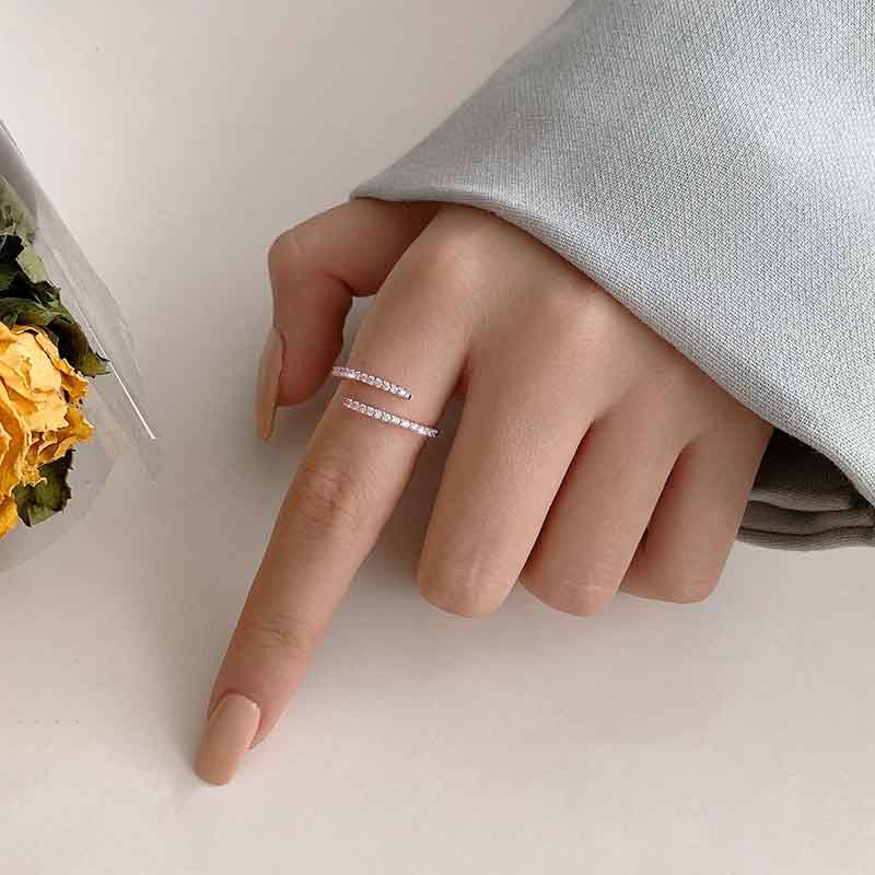 Minimalist Thin Rings For Women Wedding Brilliant Cubic Zircon Versatile Female Finger Ring Jewelry Gifts