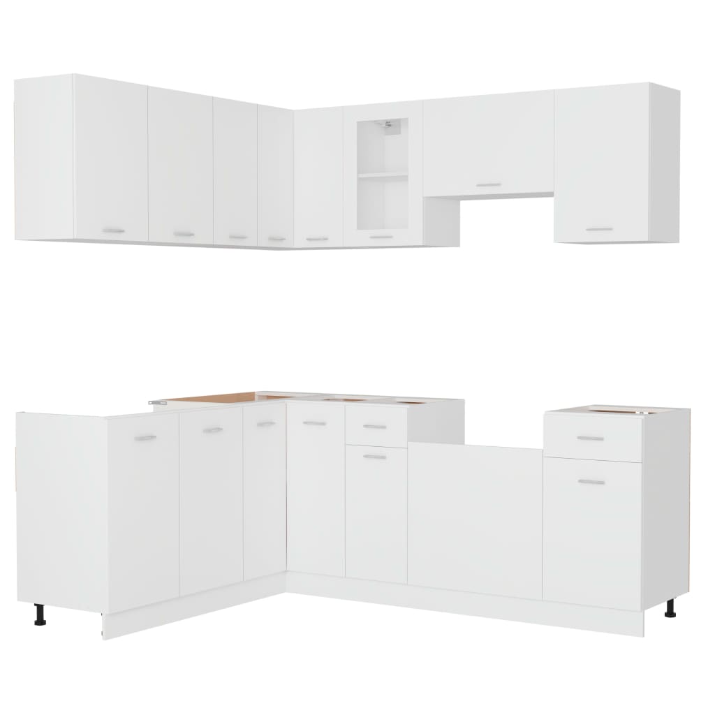 11 Piece Kitchen Set Lyon White Wood Based Material