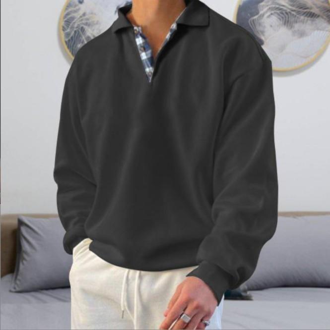 Popular Autumn Long-sleeved V-neck Men's Lapel Loose Sweater Men's Clothing