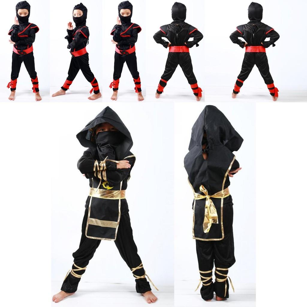 Autentico Costume da Guerriero Giapponese per Bambini Ninja Assassino Travestimento per Feste