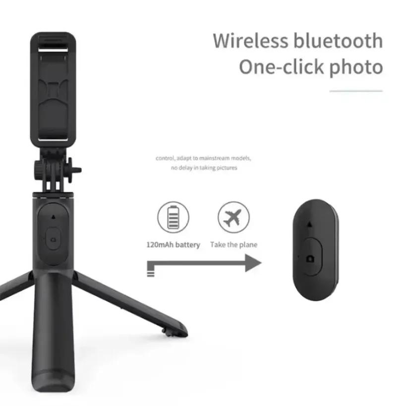 Multifunctional Bluetooth selfie stick with wireless remote and extendable desktop tripod phone stand for smartphones