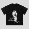 Unisex Vintage Streetwear Cotton Short Sleeve T-shirt With Black And White Sunglasses Portrait Print of R&B Pop Star Rihanna Graphic T-shirt