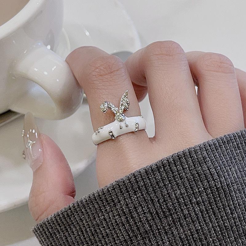 Rabbit Ring Female Personality Fashion Niche Design High Sense Cold Wind Index Finger Ring Opening Couple Ring Adjustable opening
