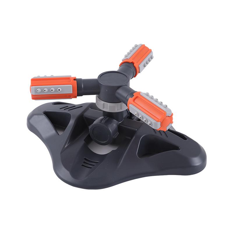 Multi-Function Plastic Three-Arm Garden Sprinkler, Water-Powered Automatic Rotation