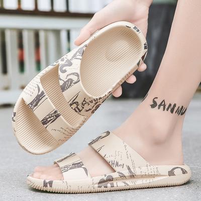 Fashion 2025 Mens Summer Slippers Beach Sandals Printing Thick Soled Boys Home Bath Printed Slippers EVA Slip-On Indoor Slippers Non-Sli