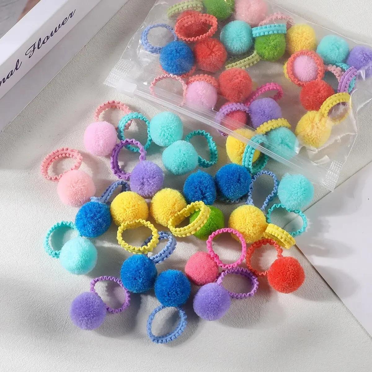 

20 Pcs Fashion Colorful Fluffy Hair Elastics Kids Ponytail Bands Hair Accessories Gift