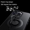 For iPhone 16 Pro Case Compatible with MagSafe Kickstand Carbon Fiber Texture PC+TPU Phone Cover with Silicone Ring