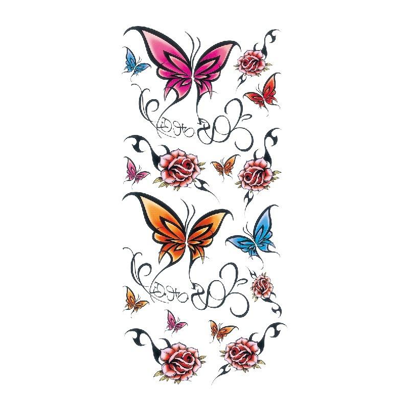 Adesivo de tatuagem de flor de rosa azul, flor de ameixa, padrão grande, capa de braço, adesivo de tatuagem à prova d'água, amostra de tatuagem