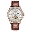 LIGE Men's Tourbillon Waterproof Mechanical Watch with Moon Phase