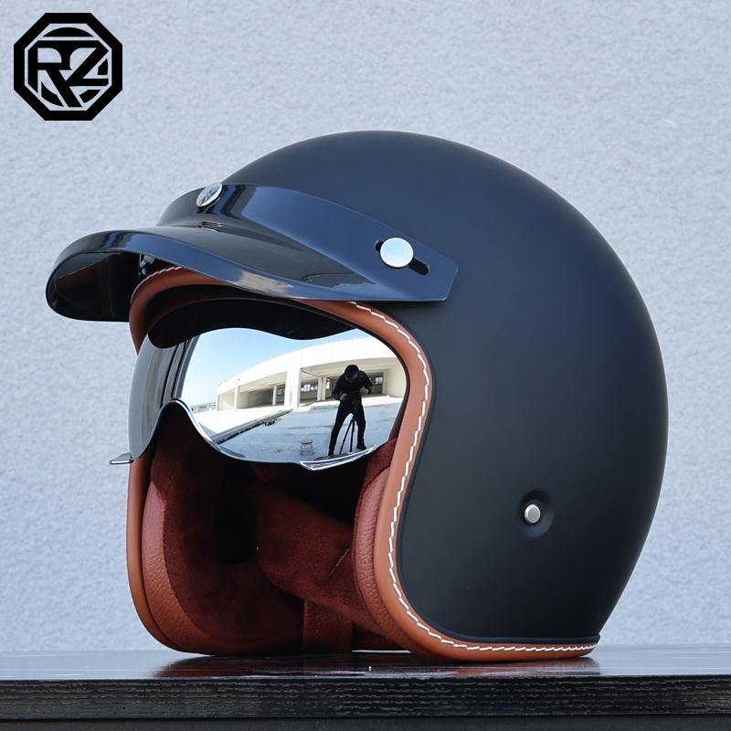 Lightweight Vintage Motorcycle Helmet With Visor Motorbike Riding 3/4 Open Half Helmet Retro Casco Moto 3C & Dot