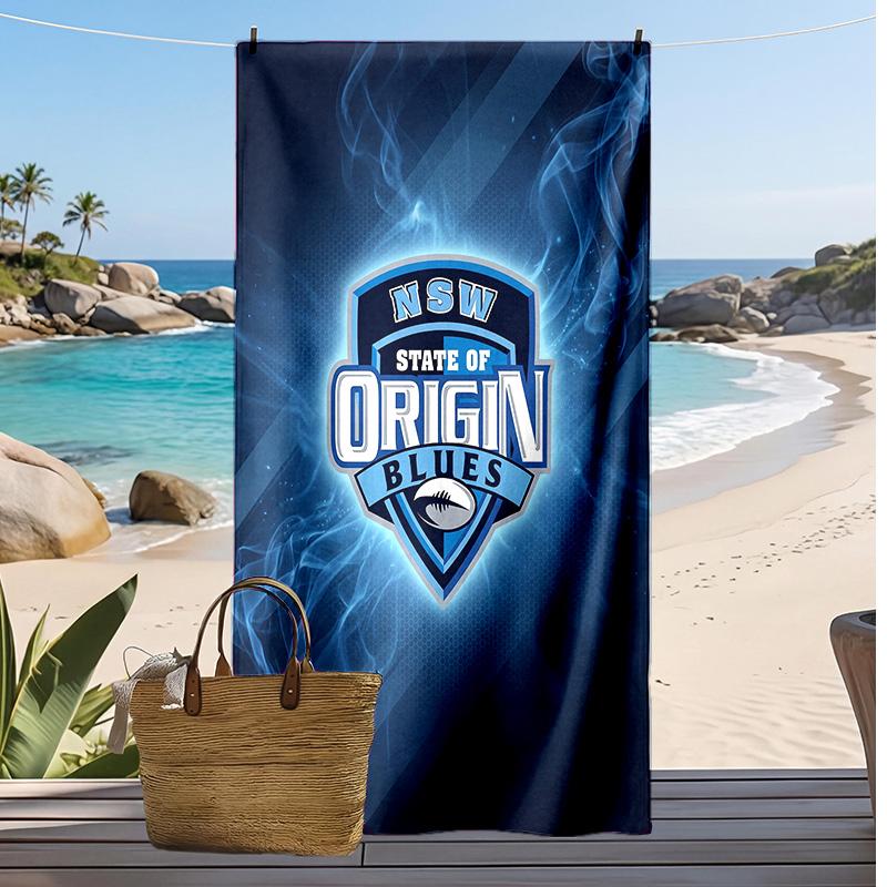 NSW Blues Print Beach Towel Soft Portable Quick?dry Towel For Pool Summer Vacation Outdoor Sport