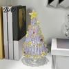 Christmas Atmosphere Decor Hand Blown Glass Tree Figurine with Golen Star, Ornament Mini Xmas Ornament, Handmade Desktop Holiday Decoration Tabletop
