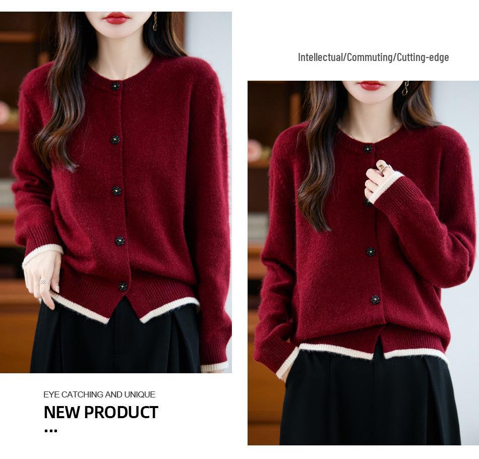 Women's Retro Camellia Button Cardigan - Elegant Niche Design for Spring & Autumn Versatility